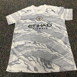Foden Kids White/Gray Etihad Airways Soccer Jersey size 26
